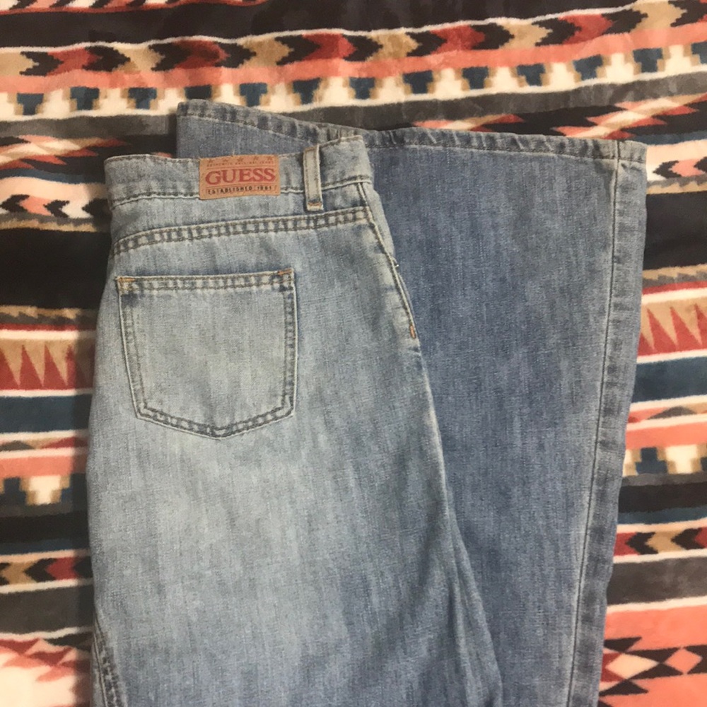 Retro GUESS long denim reconstructed style skirt